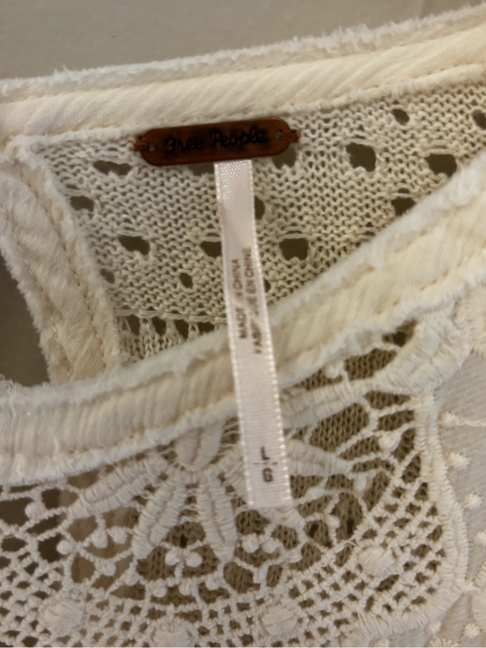 Free People Women’s Cream Crochet Knit Blouse - Picture 3 of 6